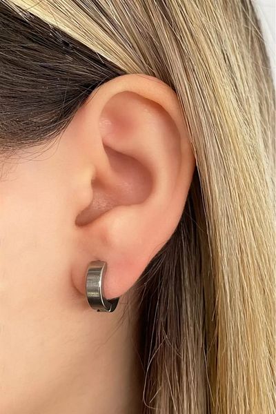 FUDER Silver Color Unisex Hoop Earrings