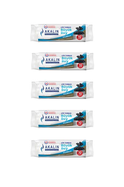 Akalın Professional Cleaning Products Standard Large Black Garbage Bag 5 Rolls 65 X 80 Cm