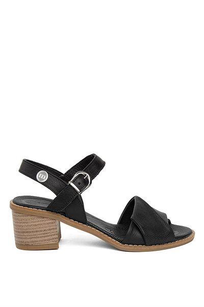 Mammamia D24YS-1630 Sandale cu toc pentru femei din piele, negre