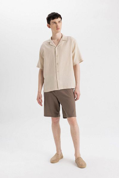 DeFacto Relax Fit Linen Look Bermuda-Shorts mit Taschen C7381ax24sm