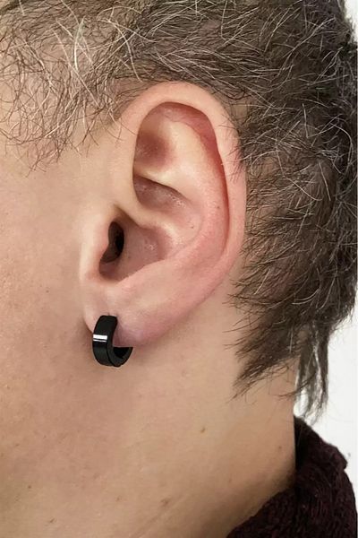 FUDER Unisex Black Hoop Earrings - Double Colors