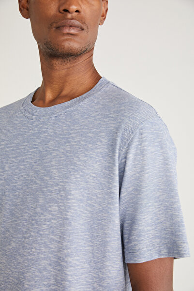 GRIMELANGE Ανδρικό μπλουζάκι Abbott Comfort Fit Special Textured Blue με γκρι εμφάνιση