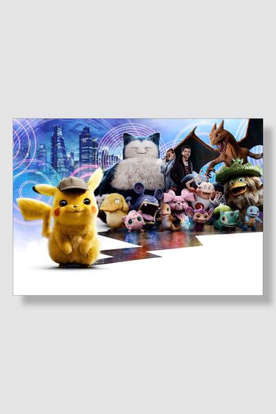 postick Pokemon Dedektif Pikachu Film Posteri Yüksek Kaliteli Kalın Parlak Ku...