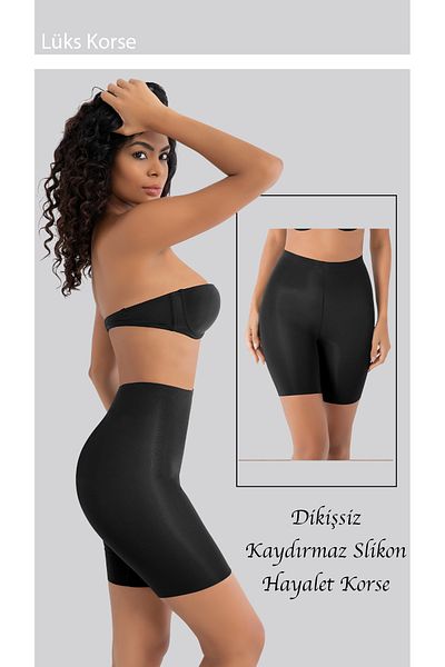 AKLİMA BUTİK Laser Cut Recovery Basen - Non-Marking Black Women's Corset