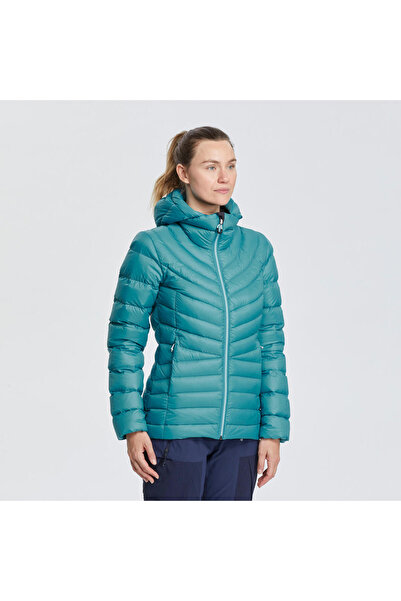 Decathlon Kadın Kapüşonlu Outdoor Trekking Kuş Tüyü Şişme Mont - Turkuaz - Mt...