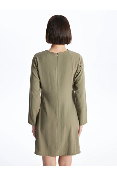 LC Waikiki Bisiklet Yaka Düz Uzun Kollu Kadın Elbise