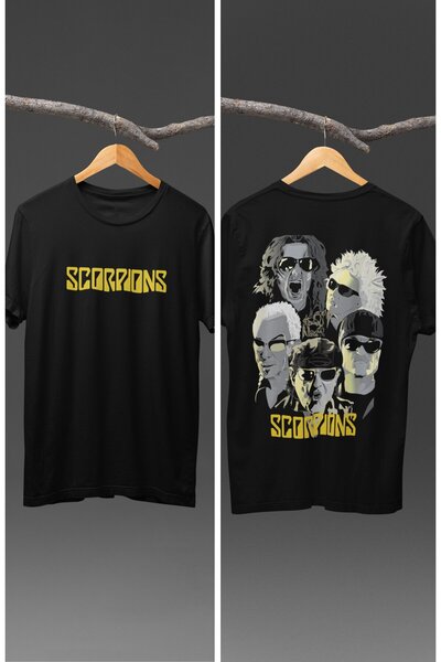 Fuddy Moda Tricou imprimat pe spate Scorpions, tricou cu imprimeu muzica rock...
