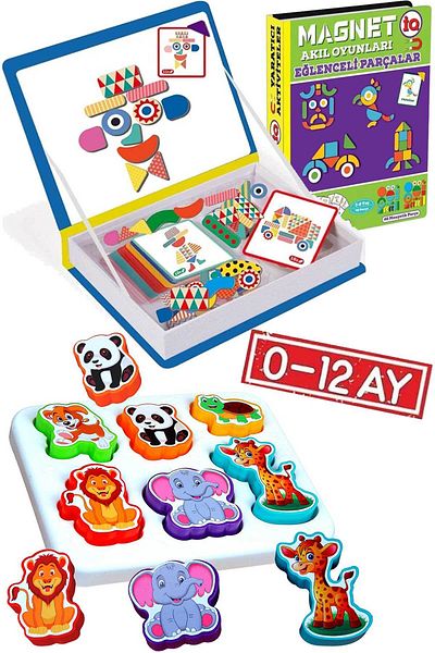 Oruç Oyuncak Magnet Iq Creative Shapes Magnetic Puzzle Magnetized Cheerful Friends Bultak set