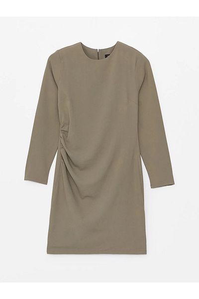LC Waikiki Women's Dress - Crew Neck, Solid, Long Sleeve