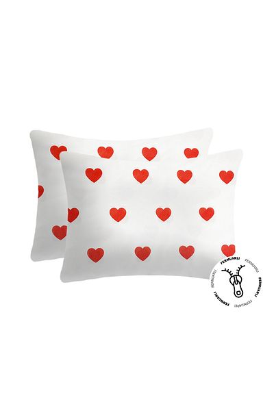 Lief Home Ranforce Fabric Heart Hidden Zippered Pillow Case 50X70 (2 Pieces)
