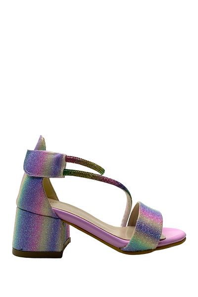 Tuğba Ortopedi 796 Pantofi de seară cu toc cu piatră argintie colorate pentru fete