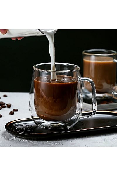 EliteÇeyizAvm 250ml Coffee and Presentation Cup - Handled Borosilicate, Double Sided