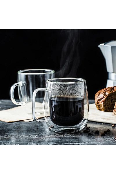 EliteÇeyizAvm 250ml Coffee and Presentation Cup - Handled Borosilicate, Double Sided