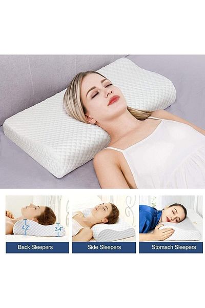 ORPEDOX Pernă ortopedică Visco cu suport pentru gât înalt - Suport dublu pentru gât, 60x40x14-12cm