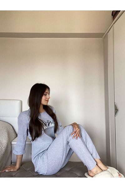 FAMES PİJAMA Sada letních velkých šedých španělských pyžam se šňůrou