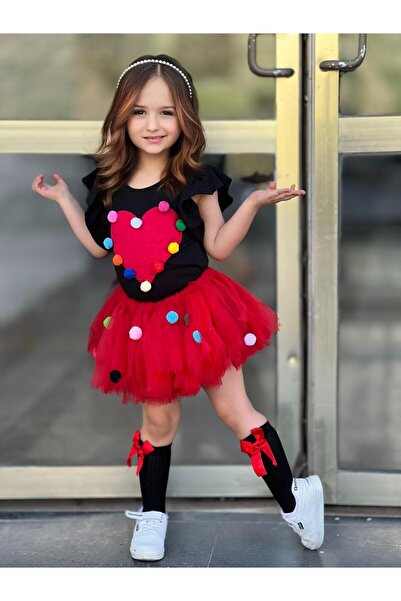 ipekkids İPEKKİDS KIZ ÇOCUK PONPONLU 4 PARÇA KOMBİN