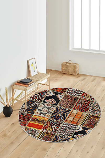 Halise Home Kaymaz Tabanlı Yıkanabilir Baskılı Mutfak Halısı