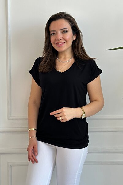 Yağmur Butik Tricou Basic cu decolteu în V