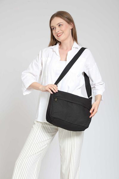 Street Bag Servietă neagră cu design simplu și geantă pentru laptop - Geantă de umăr pentru utilizare zilnică