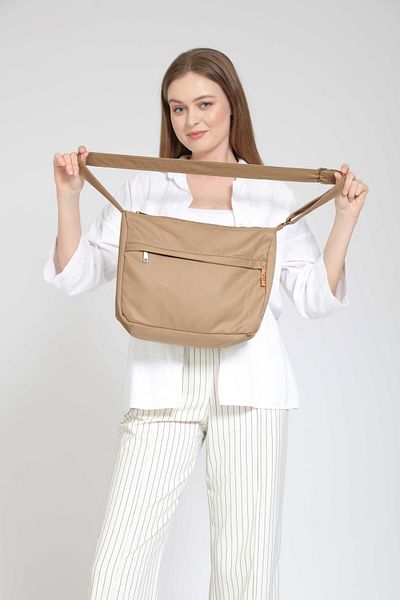 Street Bag Servietă pentru școală de muncă și geantă pentru laptop cu design simplu bej - Geantă de umăr pentru utilizare zilnică