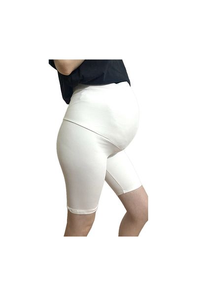 Modoo Tekstil High Waist White Biker Leggings - Daily and Sports Use, Cyclist Recovery