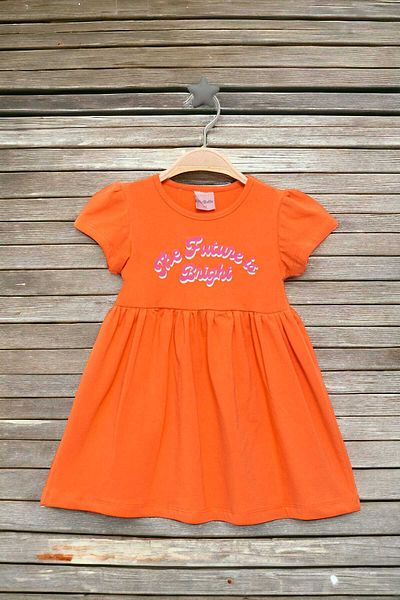 dinamik çocuk Girl's Printed Short Sleeve Combed Cotton Dress Summer
