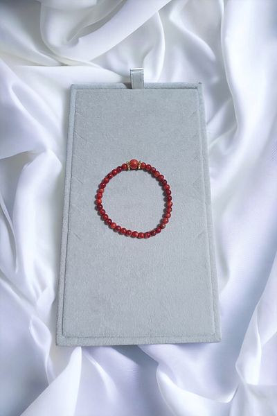 Y&B 4mm Real Natural Rhinestone Silvered Bracelet - 100% Coral