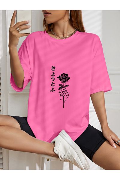 aynewmoda oversize flower printed T-shirt