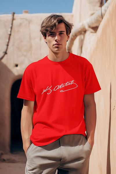 MAGORS STYLE-X ATATURK SIGNATURE PRINTED CYCLING NECK, 100% COTTON, STANDARD FIT MEN'S T-SHIRT