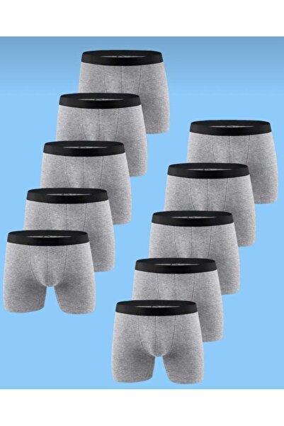 Great Lineage Erkek Çocuk Likralı Gri Boxer 10 Lu