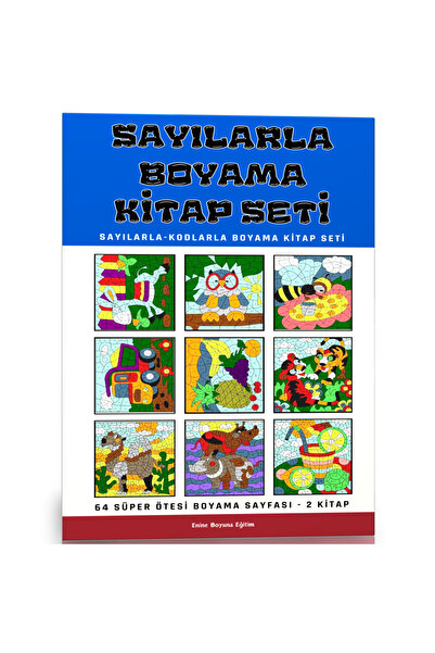 Enine Boyuna Eğitim Coloring by Numbers Set (2 Books 64 Super Coloring)