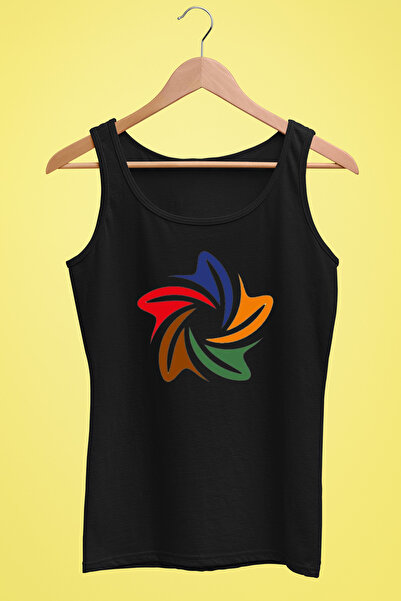 Raf Coll Tricou cu bretele pentru damă, cu design cu stea, imprimat digital, ...