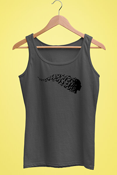 Raf Coll Tricou cu bretele pentru damă, cu design păsări, imprimat digital, 1...