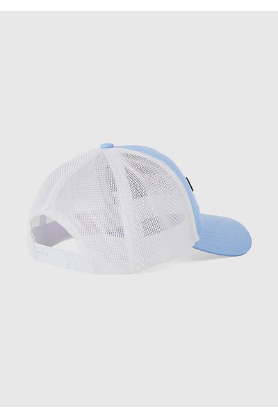United Colors of Benetton Men's light blue cotton blend 3d embroidered hat with mesh detail on the back