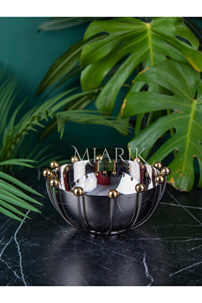 MIARIK DESIGN & DEKORASYON Ahtapot Pirinç Dekor Kase Gümüş 17 Cm