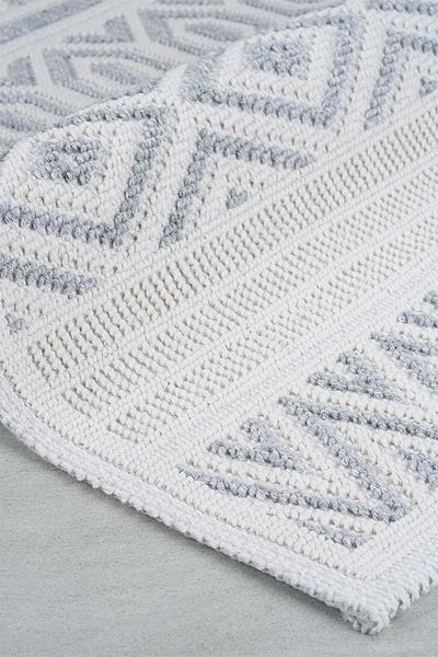 Bluenity Hat Natural Cotton 2-Piece Bath Mat Set 60x100 50x60 Cm Gray