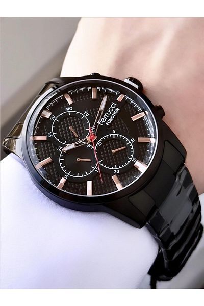Ferrucci Men's Multifunctional Metal Band Wristwatch