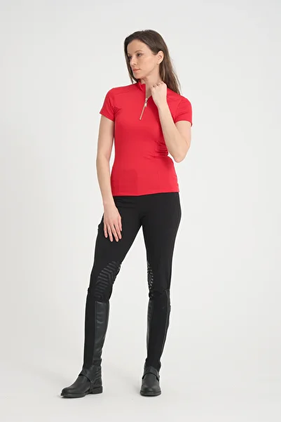 PEUR RIDER SHOP Short Sleeve Red Zippered Women's T-Shirt