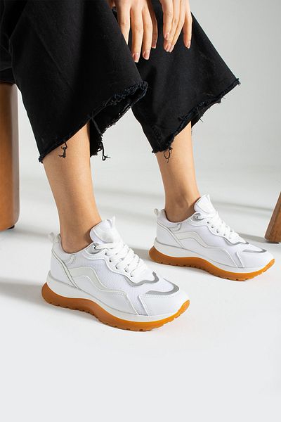 İnan Ayakkabı Adidași și pantofi sport pentru femei de culoare albă (5 cm)
