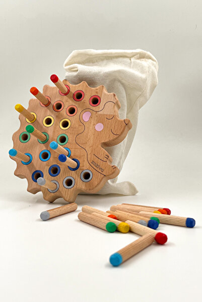 zoziva لعبة مونتيسوري الخشبية التعليمية - لعبة أطفال ملونة على شكل قنفذ