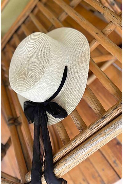 Shopiolog Gondola Straw Hat with Scarf Ironable Beach Travel Holiday Party, Casual, Travel