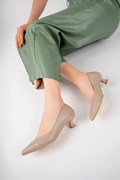 Deripabuc Genuine Leather Mink Women's Leather Heeled Shoes Trc-63816