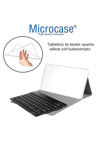 Microcase Samsung Tab A9 Plus LTE SM-X218 11'' Tablet uyumlu Bluetooth Klavye Mouse+Standlı Kılıf-BKK6 Pembe