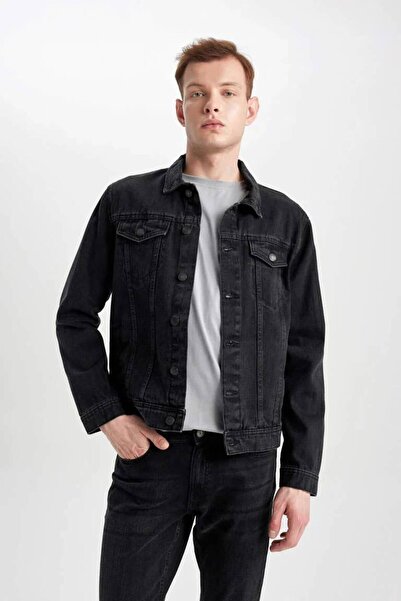 DeFacto Z3379az/nm40 Erkek Jean Ceket Black