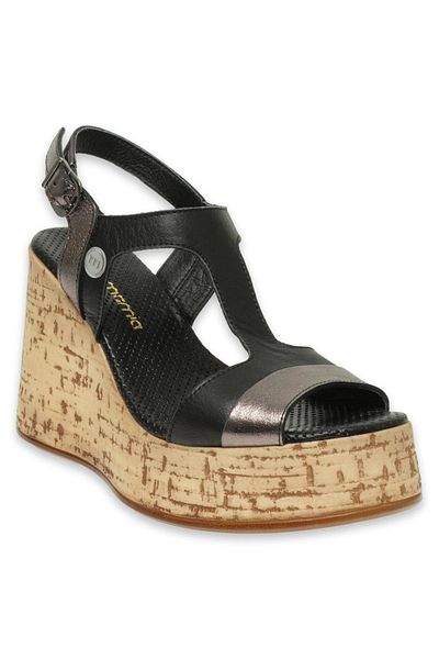 Mammamia D24Ys-1530Z Wedge Heel Μαύρα γυναικεία σανδάλια