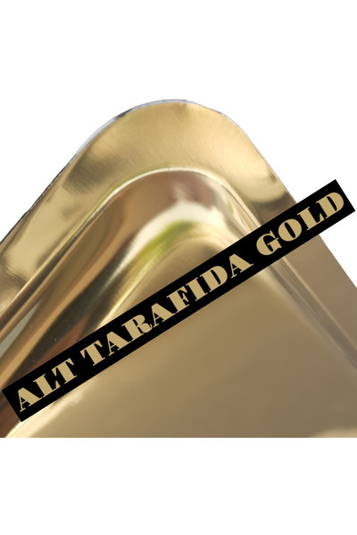 AHİR TİCARET Paslanmaz Gold Servis Ve Sunum Çay Kahve Tatlı Tepsisi 33 x 23cm
