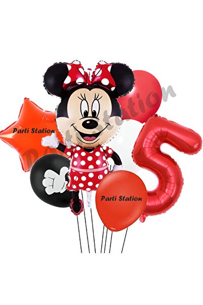 Parti Station Minnie Mouse 5 Yaş Doğum Günü Set Minnie Mouse Konsept Balon ve...
