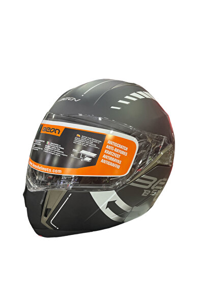 beon B700 Çene Açılır Mat Siyah-Beyaz Kask