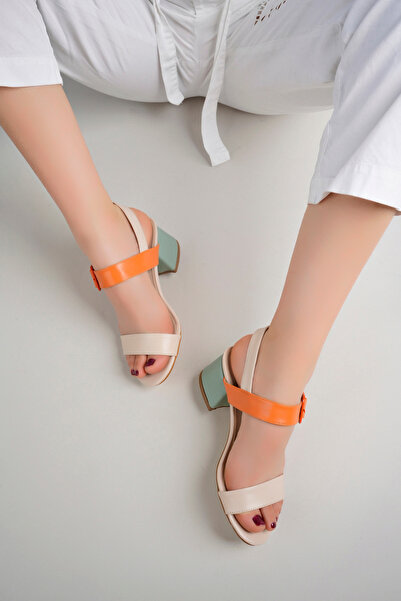 Freemax Women's Classic 6 cm Heeled Colorful Shoes abb.812 Skin Orange