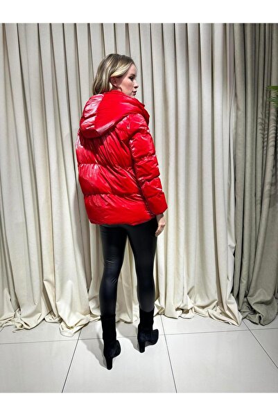 Umaya Boutique 23ksl6079 Içten Yelekli Kapüşonlu Mont Kırmızı